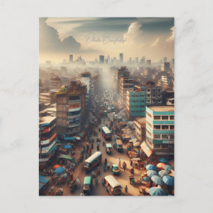 Carte Postale Vintage Dhaka Bangladesh Voyage aquarelle Bengali