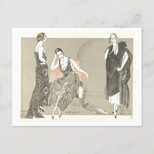 Carte postale vintage d'illustration de mode