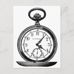 Carte Postale Vintage drawing of pocket watch (19th century)