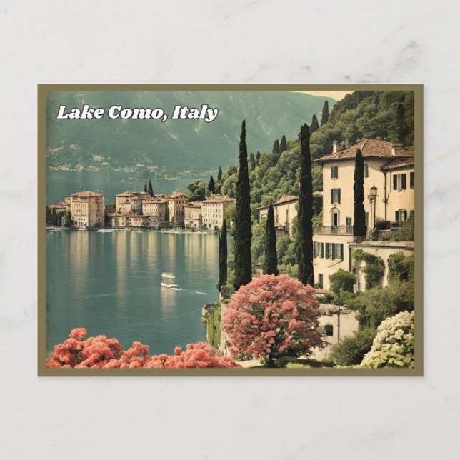 Carte postale Vintage du lac de Côme, Italie (Devant)