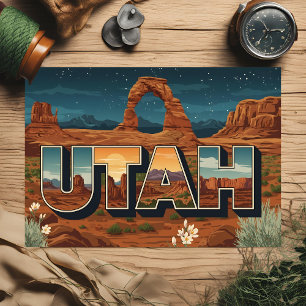 Carte postale Vintage du Parc national de l'Utah -