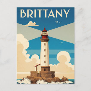 Carte postale vintage du phare de Bretagne France