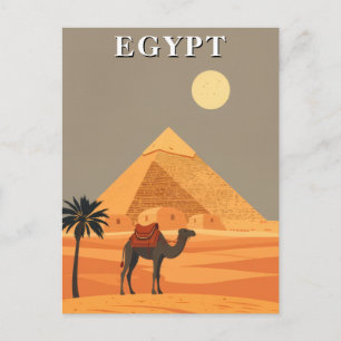 Carte Postale Vintage Egypte Voyage Camel et Pyramides Désert