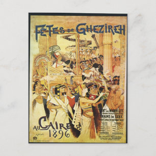 Carte Postale Vintage Egyptien imprimé ferroviaire à thème