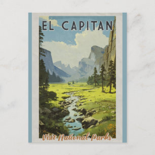 Carte Postale Vintage El Capitan Yosemite Parc national