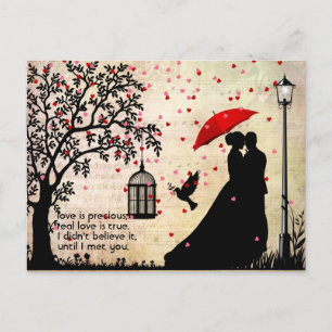 Carte Postale Vintage Elegant Beige & Black Poetry Valentines