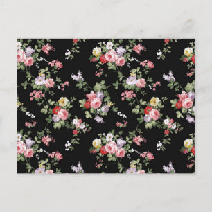Carte Postale Vintage Elégant Fille Rose Rouge tendance Roses Fl