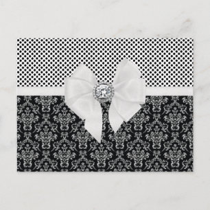 Carte Postale Vintage Elegant noir & blanc Damask Pois