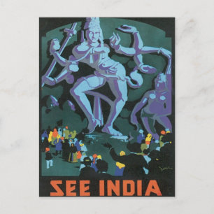 Carte Postale Vintage Ellora Grottes Inde