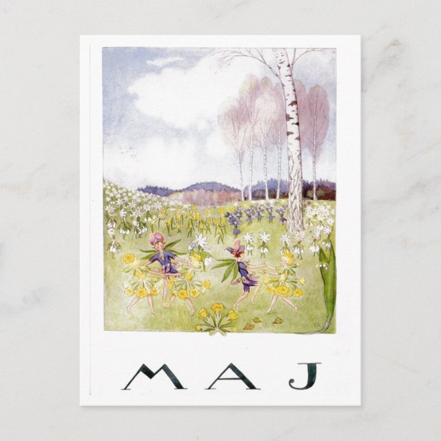 Carte postale vintage Elsa Beskow May (Devant)
