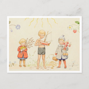 Carte postale vintage Elsa Beskow Seasons and Chil