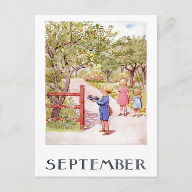 Carte postale vintage Elsa Beskow September (Devant)