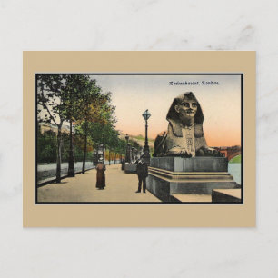 Carte Postale Vintage Embankment sphinx London Thames river