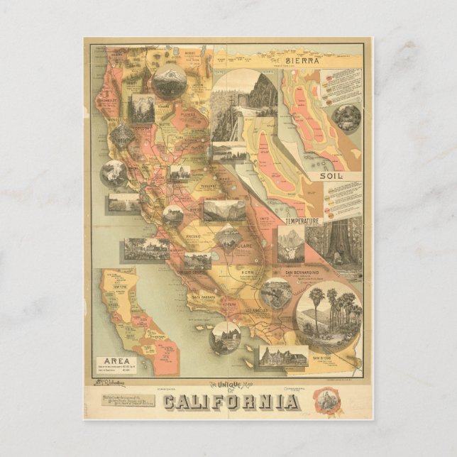 Carte postale vintage en Californie (Devant)