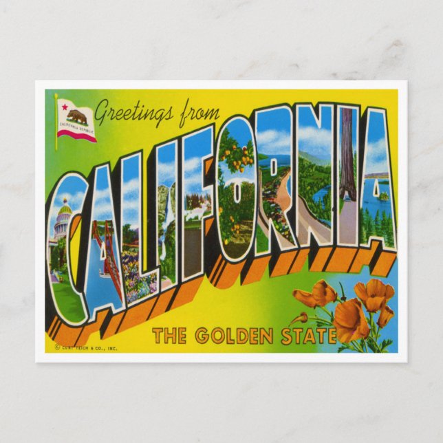 Carte postale vintage en Californie (Devant)