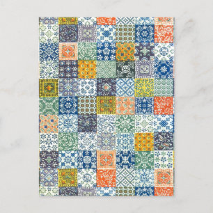 Carte postale vintage en tissu de Patchwork