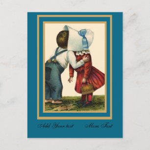 Carte postale vintage Enfants mignons s'embrassant