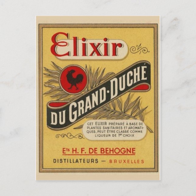 Carte postale vintage Étiquette de boissons (Devant)