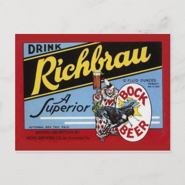 Carte postale vintage Étiquette de boissons (Devant)