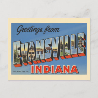 Carte Postale Vintage Evansville Indiana
