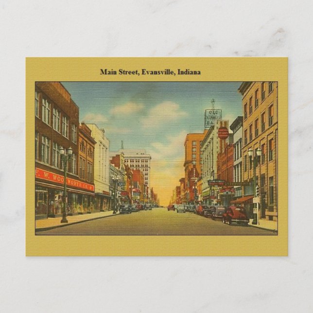 Carte postale vintage Evansville Indiana (Devant)