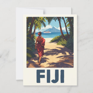 Carte Postale Vintage Fidji Tropical Island Travel