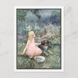 Carte Postale Vintage fille avec chien par Anne Anderson