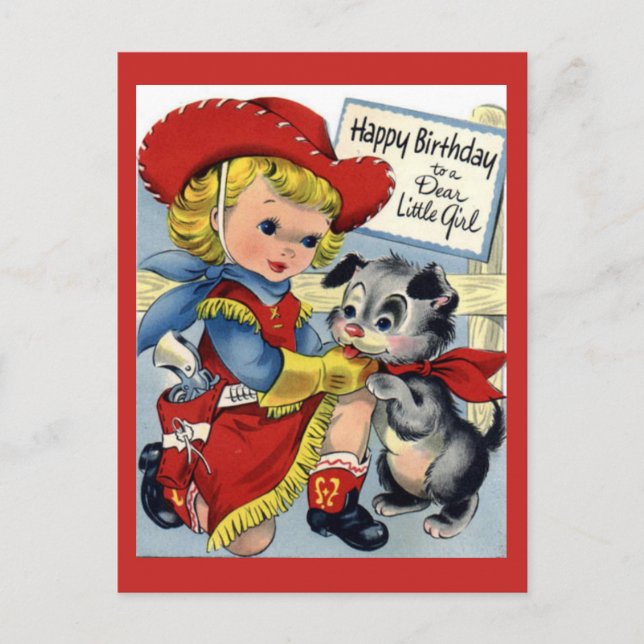 Carte postale vintage fille d'anniversaire (Devant)