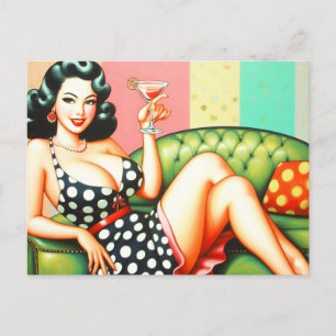 Carte Postale Vintage fille de boisson
