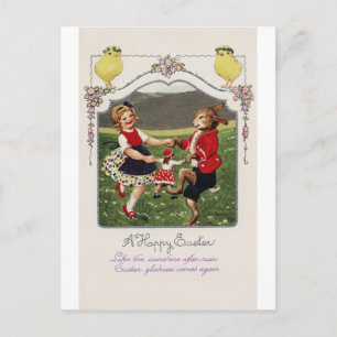 Carte Postale Vintage Fille de Pâques Bunny Chick