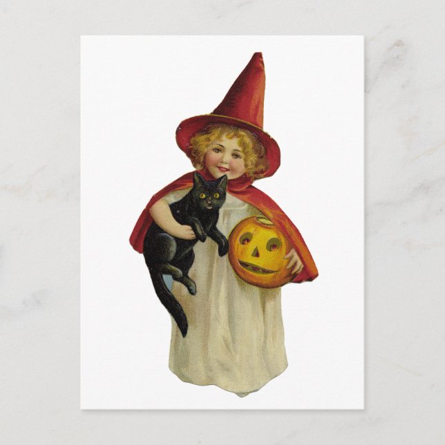 Carte Postale Vintage fille d'Halloween (Devant)