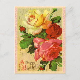Carte postale vintage Floral Anniversaire