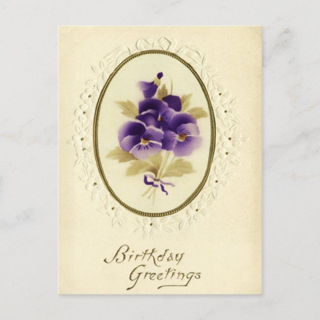 Carte postale vintage Floral Anniversaire (Devant)
