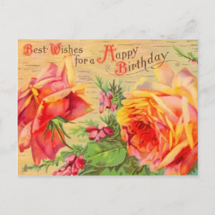 Carte postale vintage Floral Anniversaire