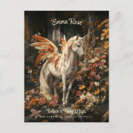 Carte Postale Vintage Floral Cheval Fée Magique Bois