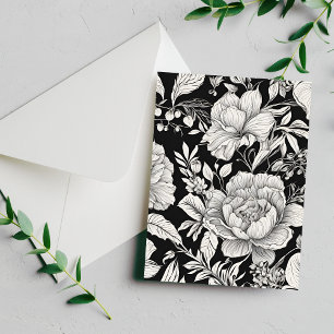 Carte Postale Vintage floral noir et blanc classique