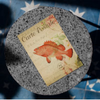 Vintage Floral Rouge Poisson Rose Roses Français C