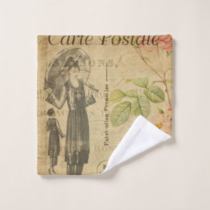 Carte postale vintage florale française de mode fe