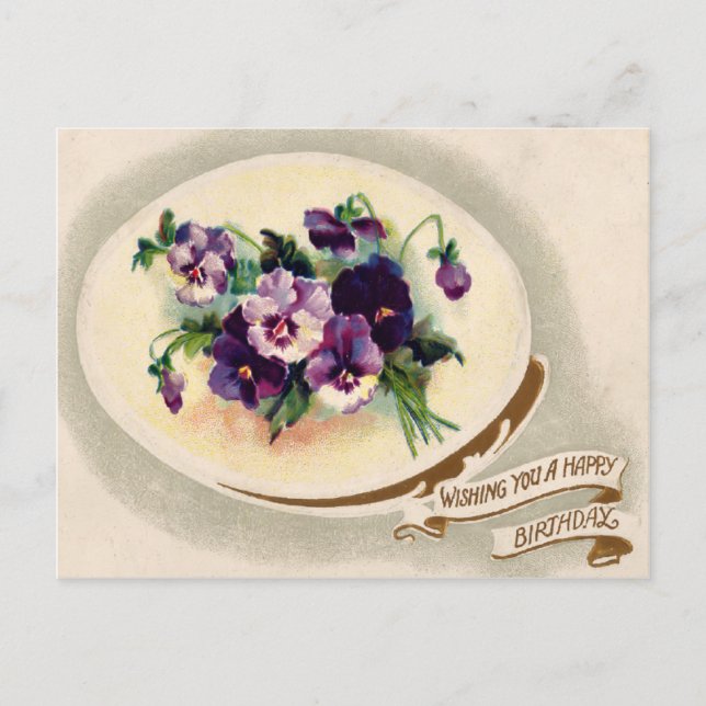 Carte postale vintage florale victorienne d'annive (Devant)