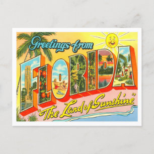 Carte postale Vintage Florida Big Letters