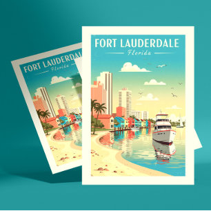Carte Postale Vintage Fort Lauderdale Floride