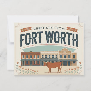Carte postale vintage Fort Worth Salutation