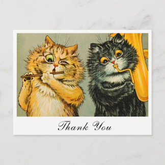 Carte Postale Vintage Funny Musical Puss Cartoon Cats Thank You