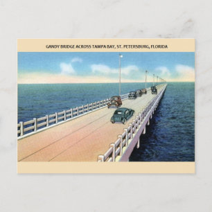 Carte postale vintage Gandy Bridge Tampa Bay Flori