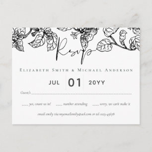 Carte Postale Vintage Garden Feuilles Classic Budget Mariage RSV