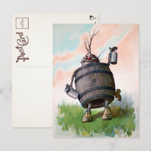 Carte postale vintage German Beer Keg 