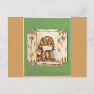 Carte Postale Vintage Get Well Dog Avec Lettre