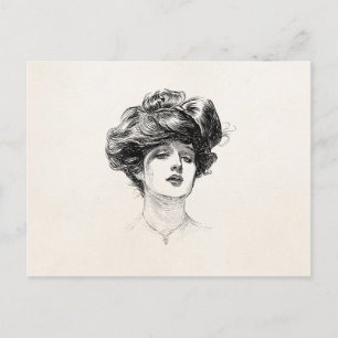 Carte Postale Vintage Gibson Girl Edwardian Retro Portrait femme