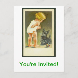 Carte postale vintage Girl et Scottish Terrier