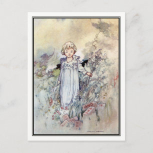 Carte Postale Vintage Girl in Garden par Charles Robinson